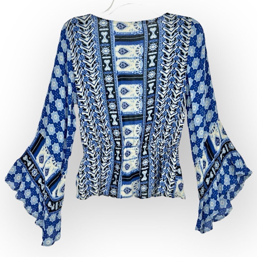 FREE PEOPLE NWT Rosalie Wrap Top in Indigo - size 
XS‎ - Bohemian- Bollywood - Picture 5 of 9